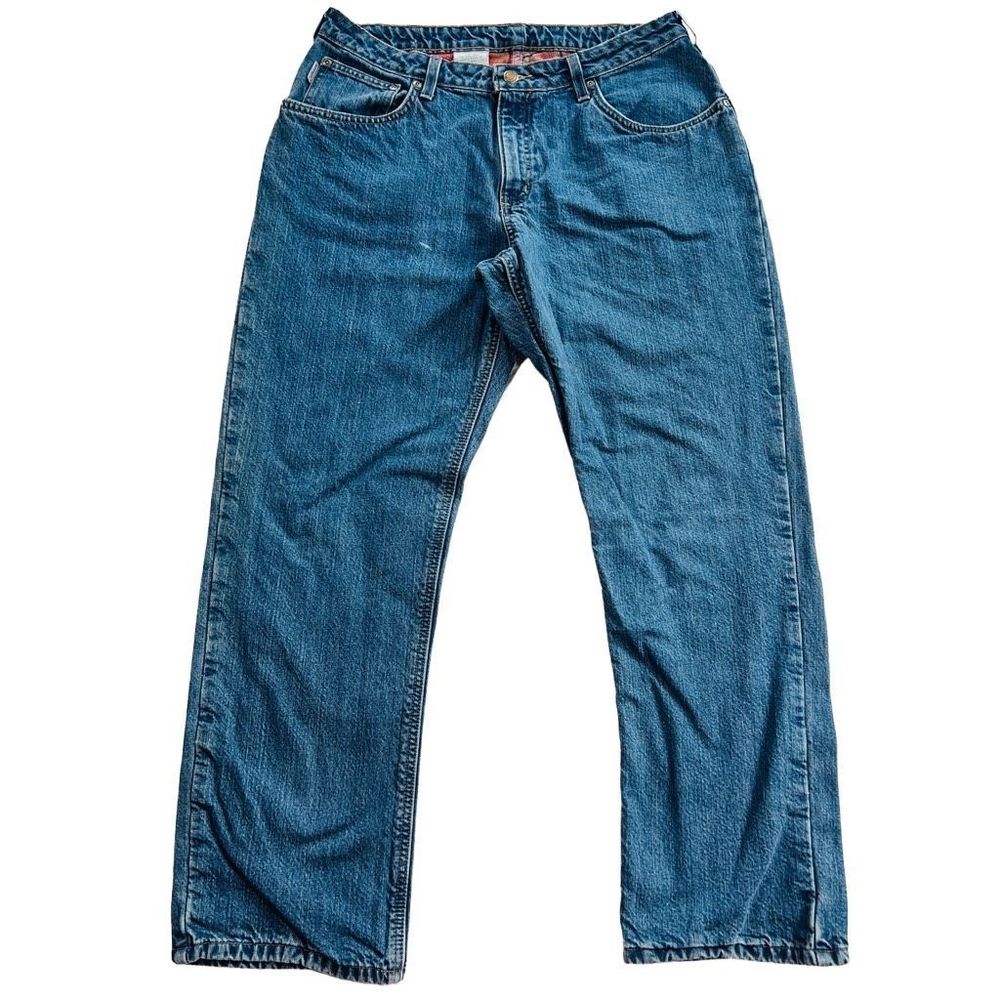 Carhartt Fleece Lined Women's Work Carpenter Med Wash Bootcut Cotton Jeans Sz 14